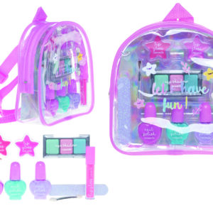 Kassikese kosmeetika seljakott: 3x6ml küünelakk, lauvärv, mini küüneviil, 3xhuuleläige, huulepliiats, kahepoolne aplikaator 81.361.00